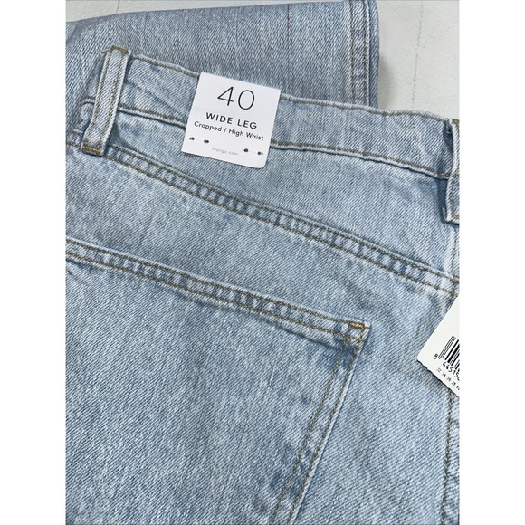 NWT MNG From Gabriela Wide Leg Cropped High Waist Women's 40‎ Jeans Light Wash - Picture 4 of 9